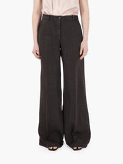 ASPESI - Pantaloni in lino fiammato marrone