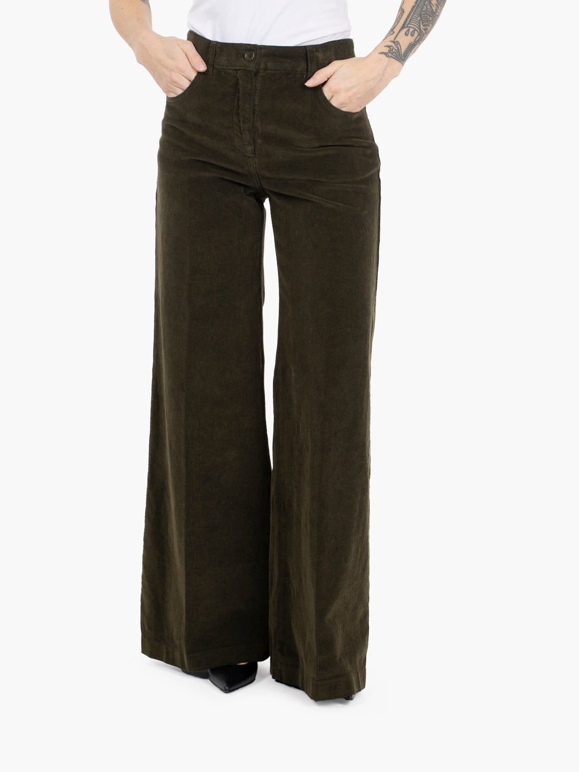 MILITARY VELVET PALAZZO PANTS G-0156-D578_85237