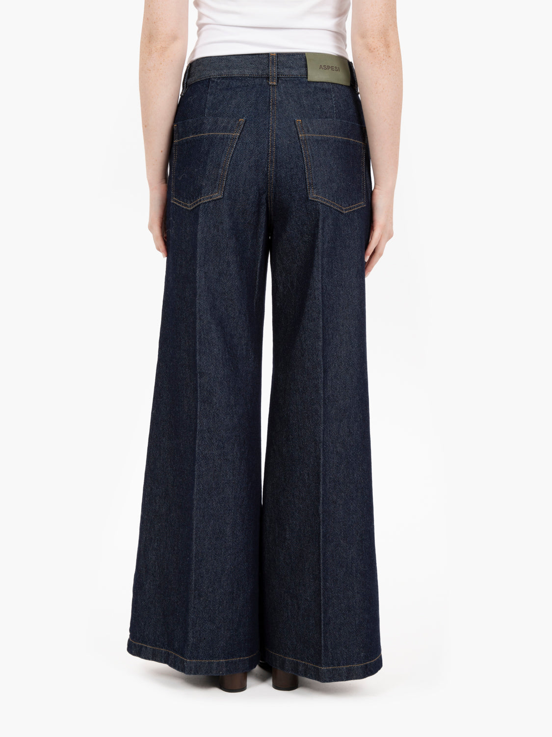 Pantaloni wide leg in denim blu