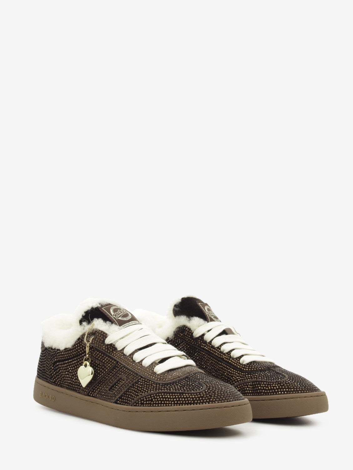 Sneakers Smart velvet brown strass