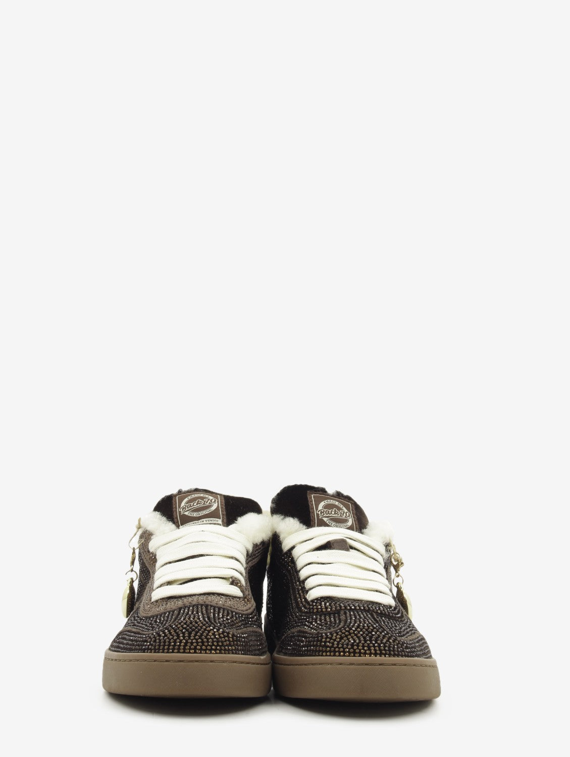 Sneakers Smart velvet brown strass