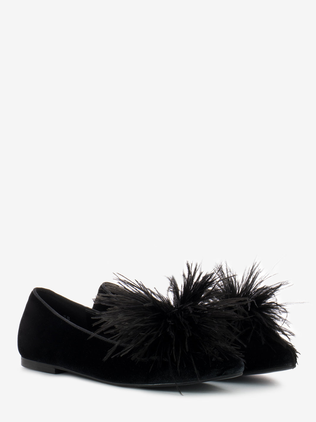 Black velvet ballerina with feathers