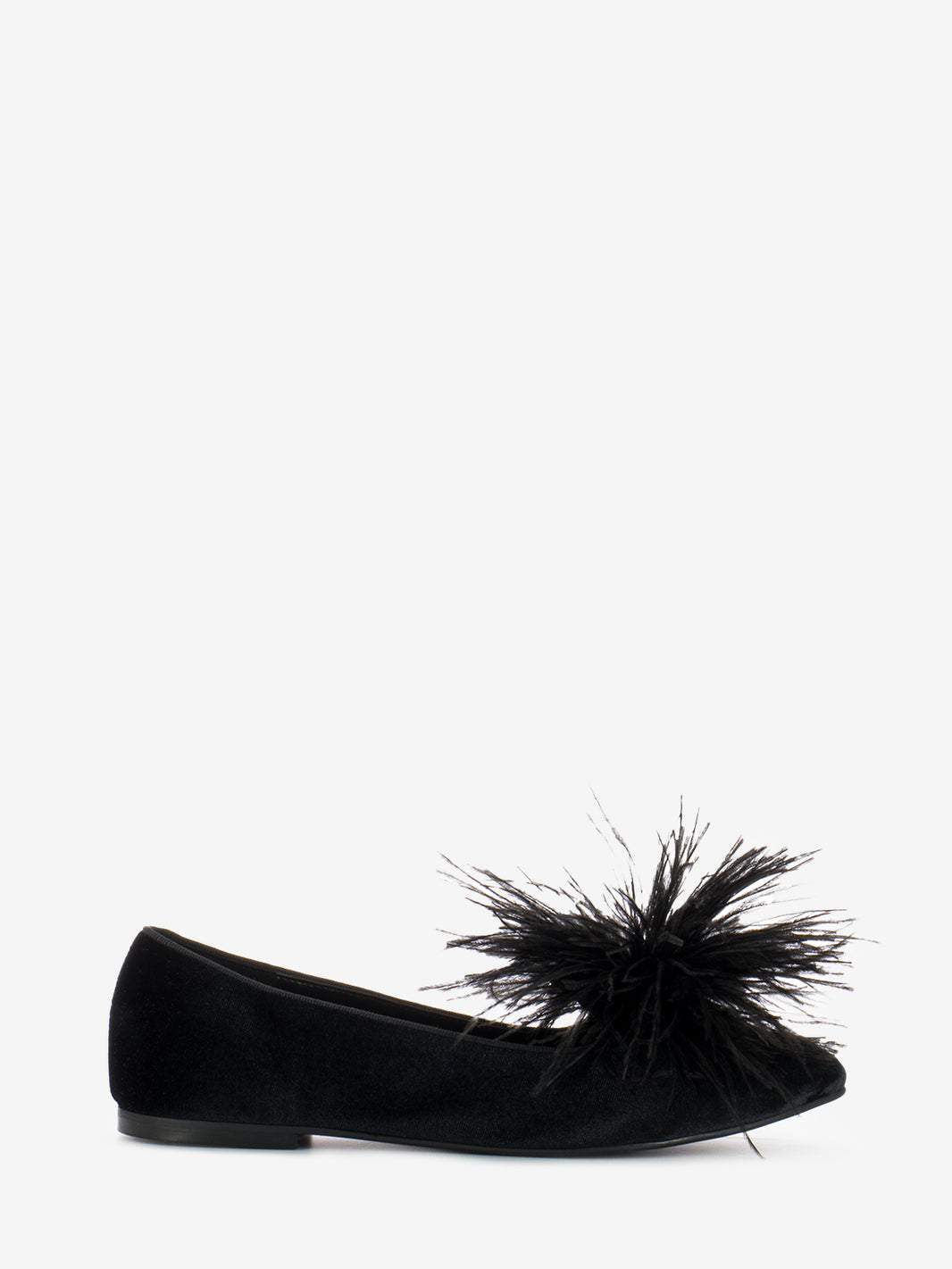 Black velvet ballerina with feathers