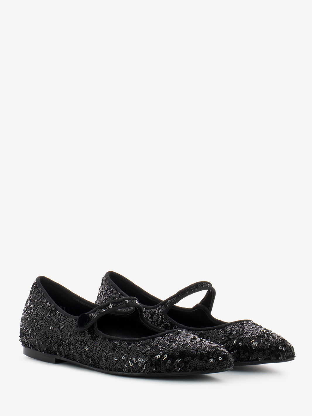Black Sequin Strap Ballet Flats