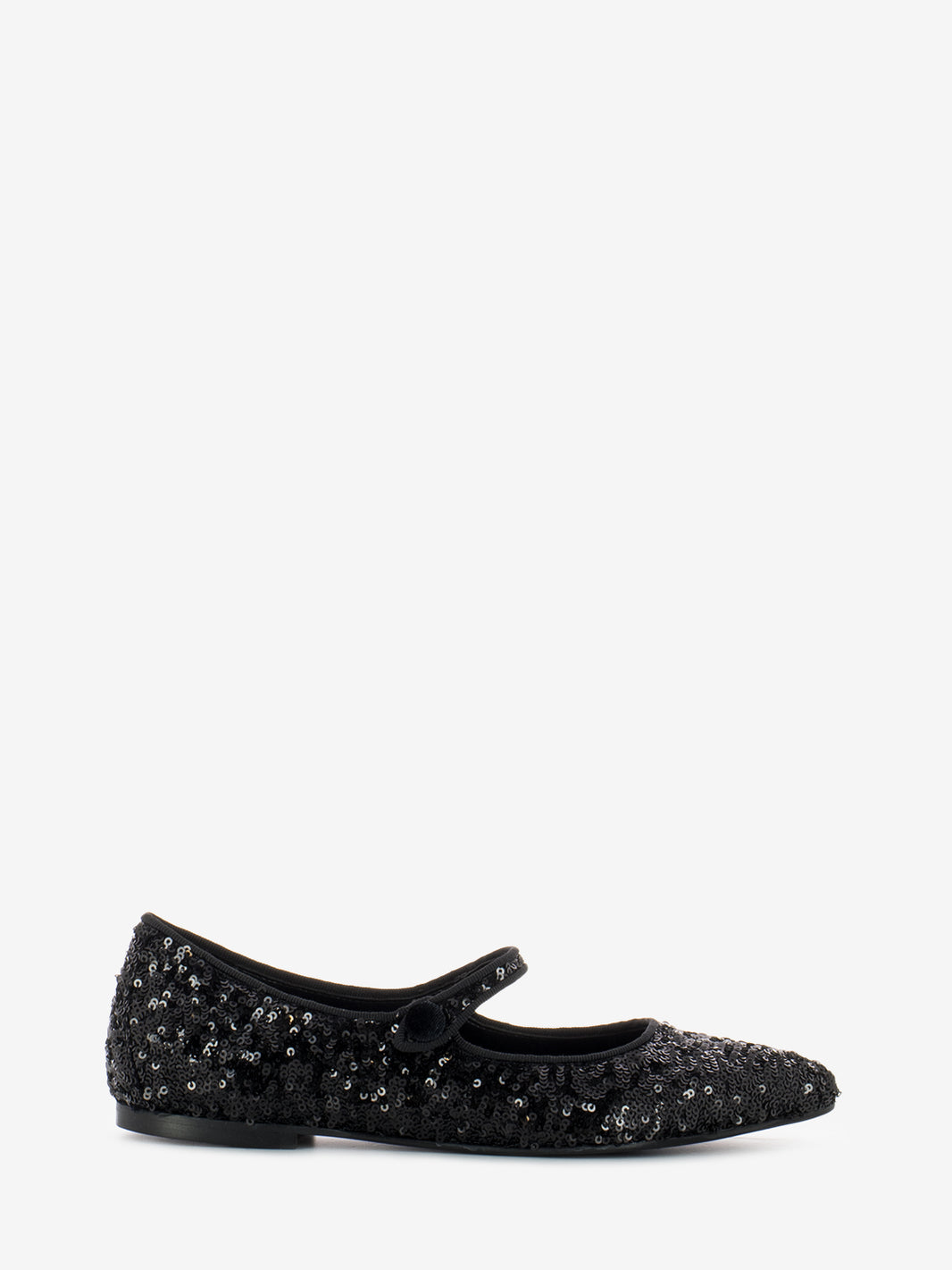 Black Sequin Strap Ballet Flats
