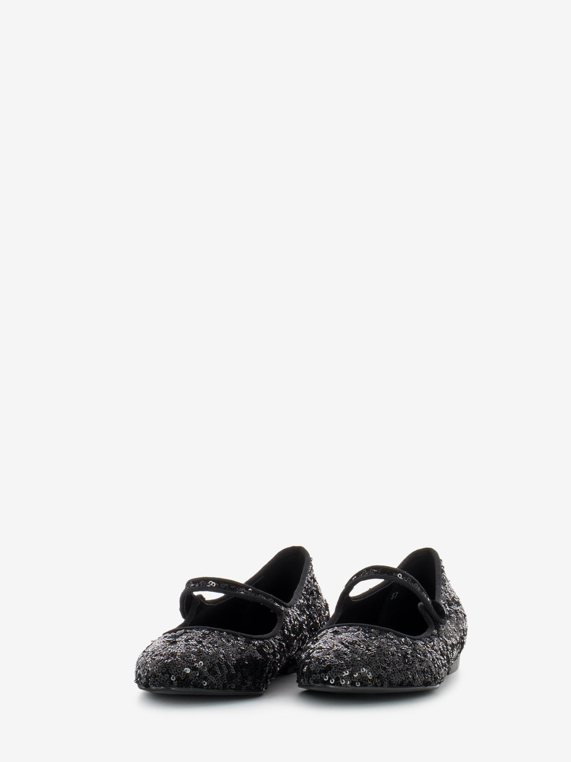 Ballerine con cinturino paillettes nero