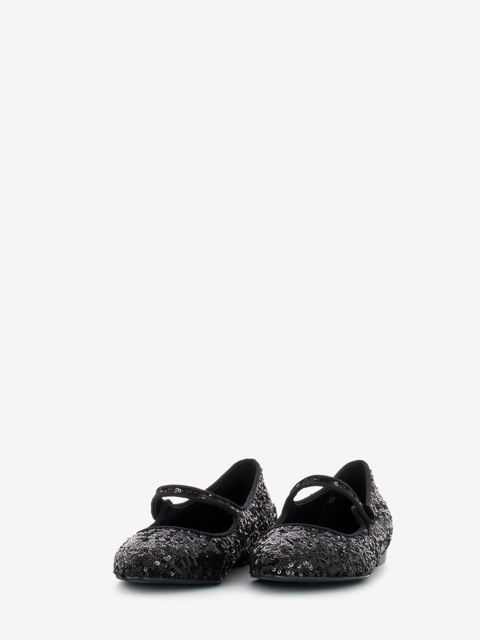 Ballerine con cinturino paillettes nero