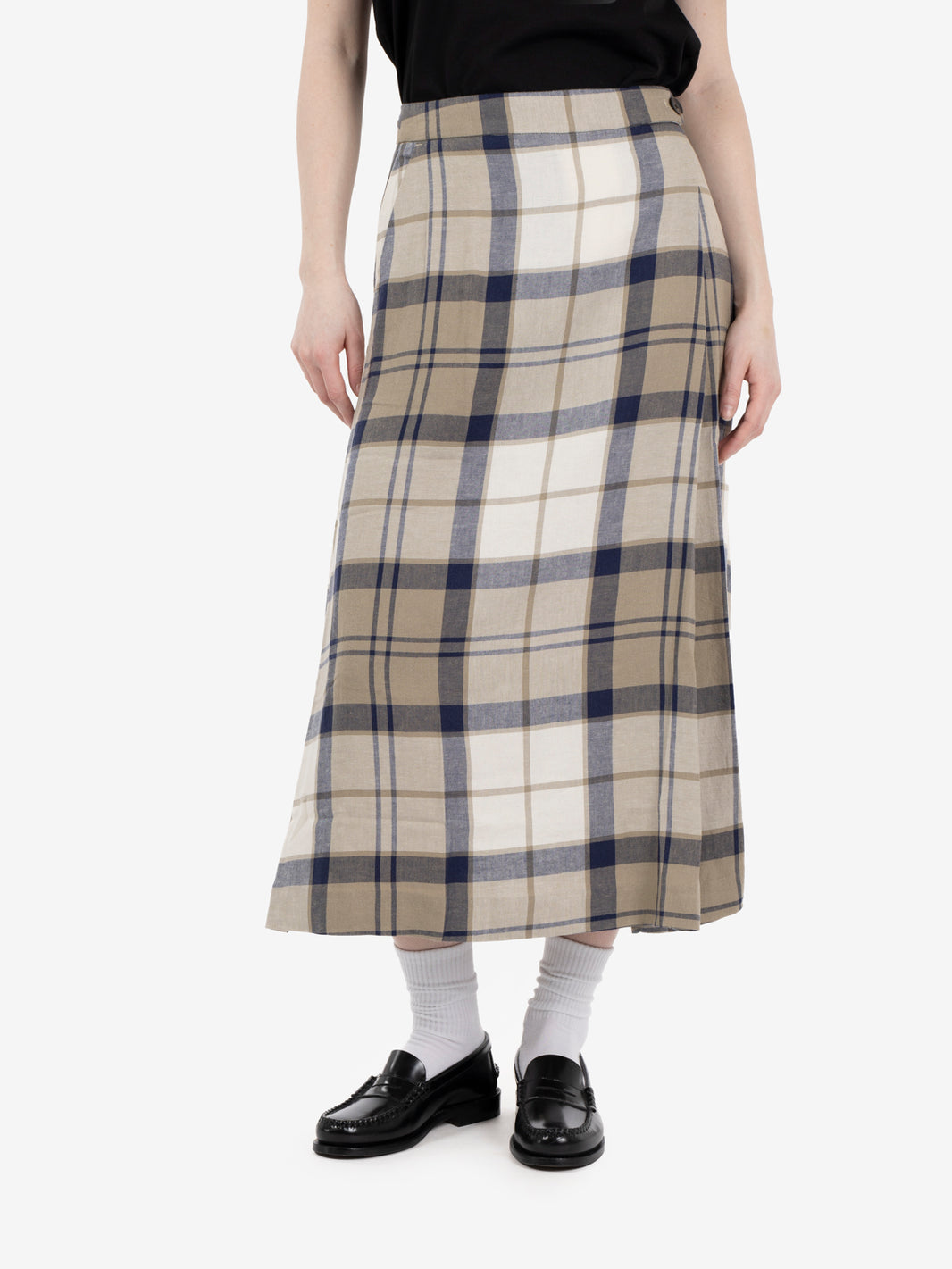 Ballina midi skirt dress navy / tartan