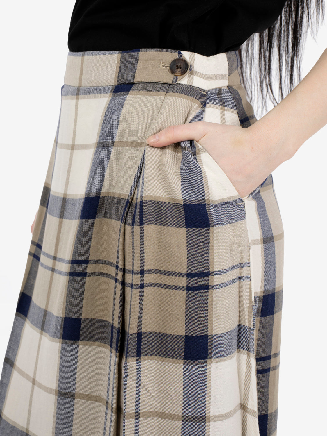 Ballina midi skirt dress navy / tartan