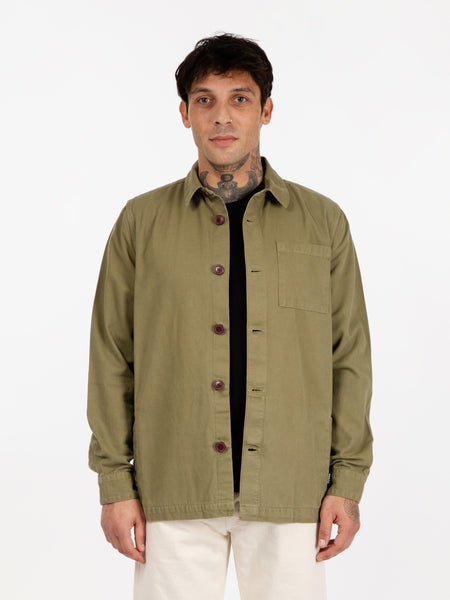 Camicia Overshirt Washed Cotton bleached olive