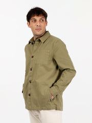BARBOUR - Camicia Overshirt Washed Cotton bleached olive