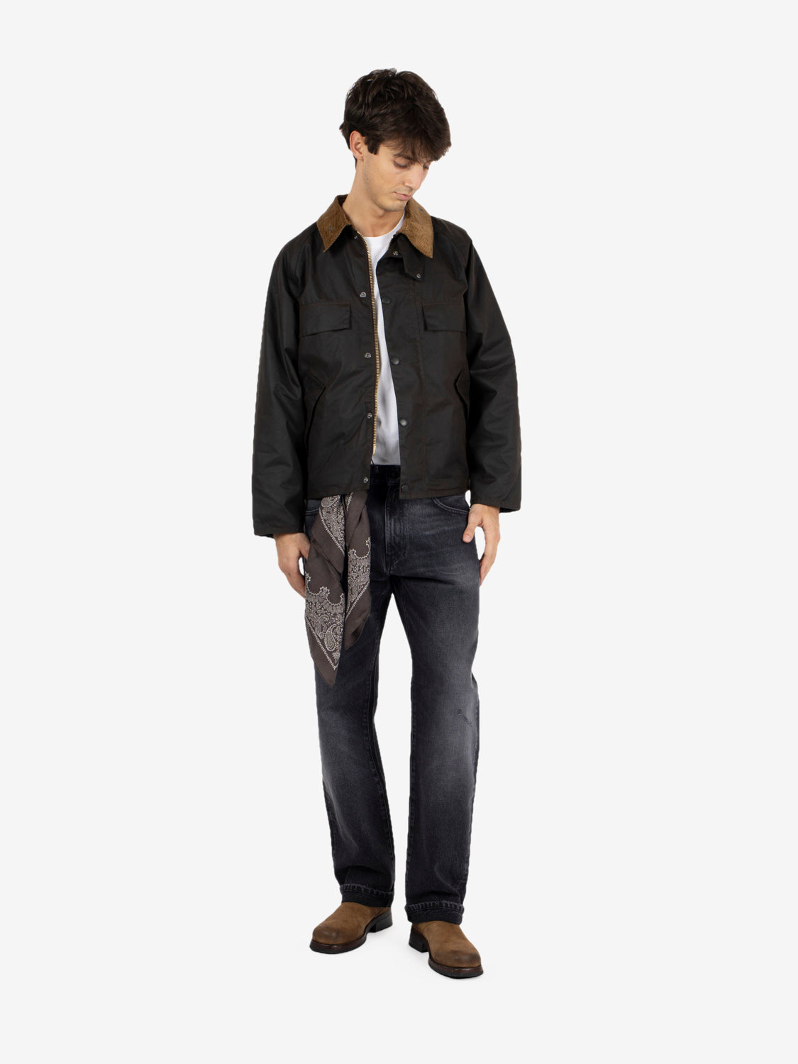 Four pocket Transort Wax jacket dark brown