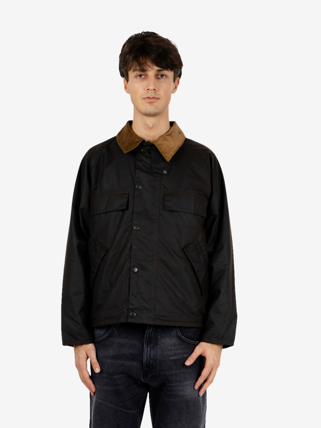 Four pocket Transort Wax jacket dark brown