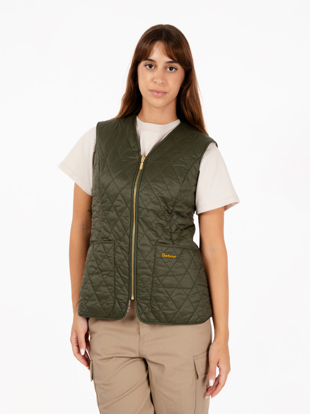 Gilet markenfield liner olive / natural