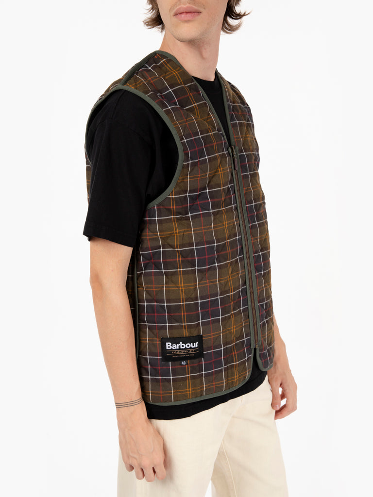 BARBOUR - Gilet quilted tartan olive