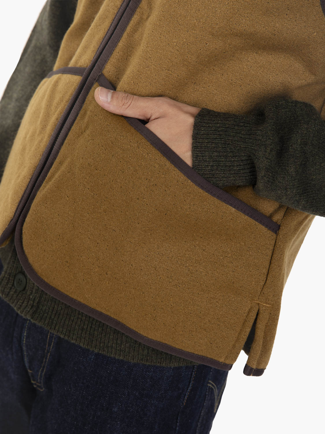 Gilet Warm Pile Waistcoat zip brown