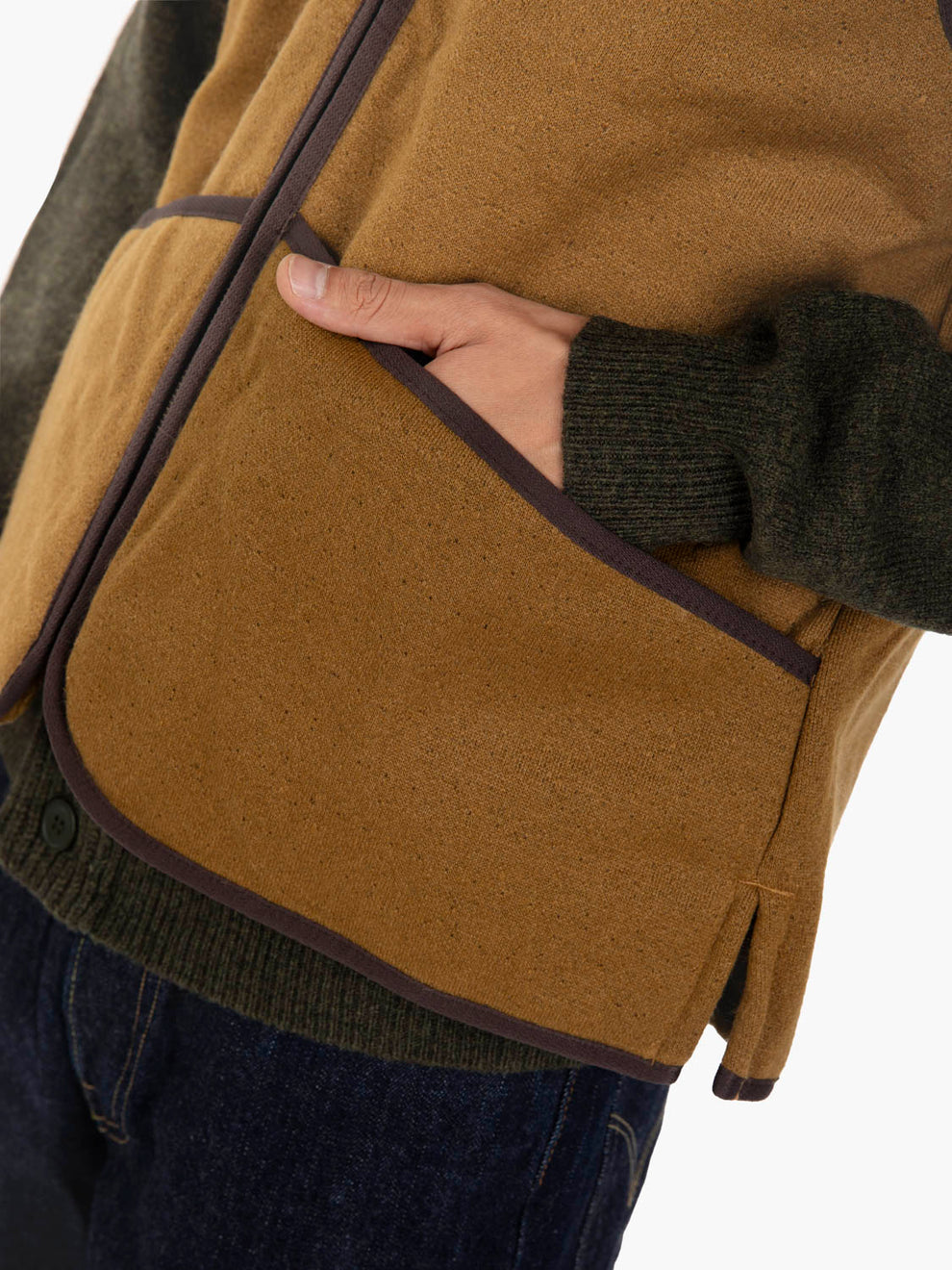 Gilet Warm Pile Waistcoat zip brown