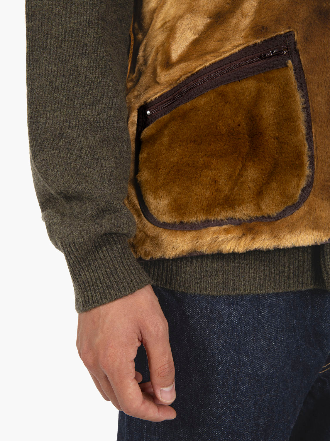 Gilet Warm Pile Waistcoat zip brown
