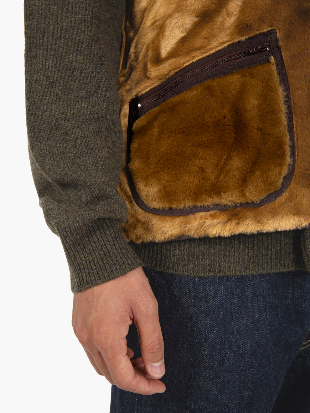 Gilet Warm Pile Waistcoat zip brown
