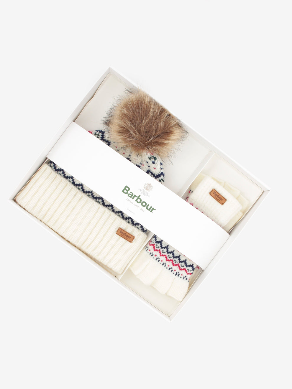 Holly Beanie Gloves gift set antique white