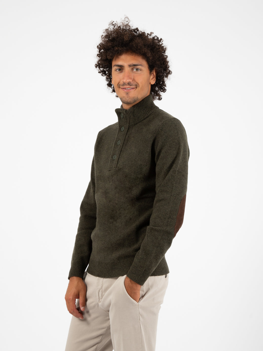 Green Button and Patch Sweater