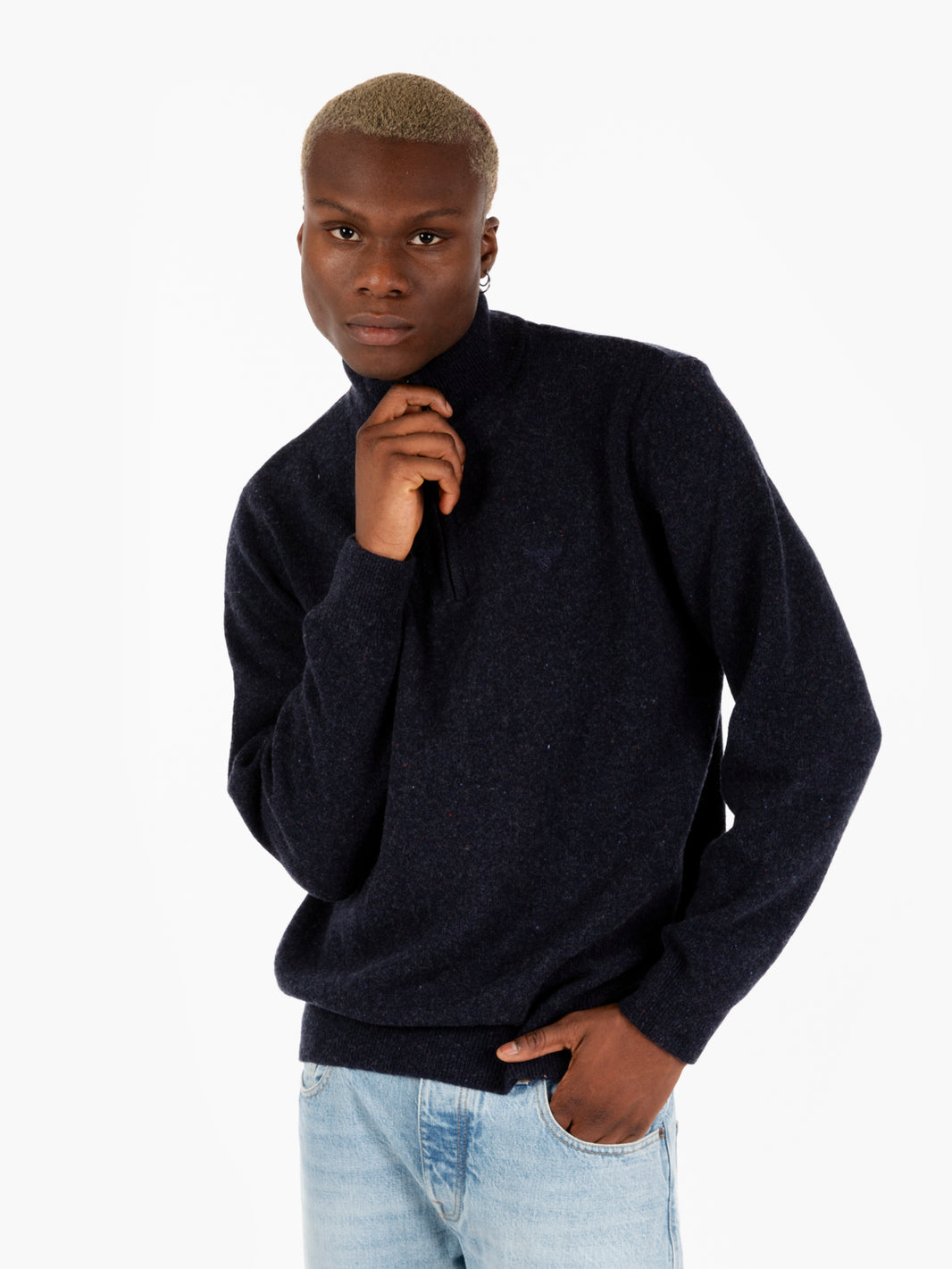 Tainsbury half zip knitted navy sweater
