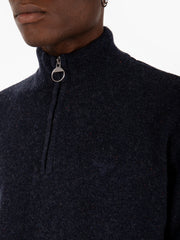 BARBOUR - Maglione Tainsbury half zip knitted navy