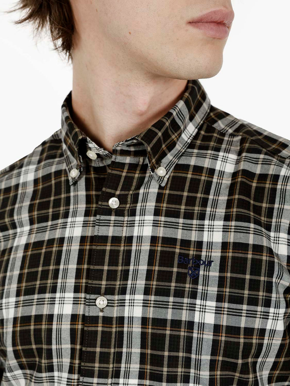 Mosswood tailored checked shirt olive