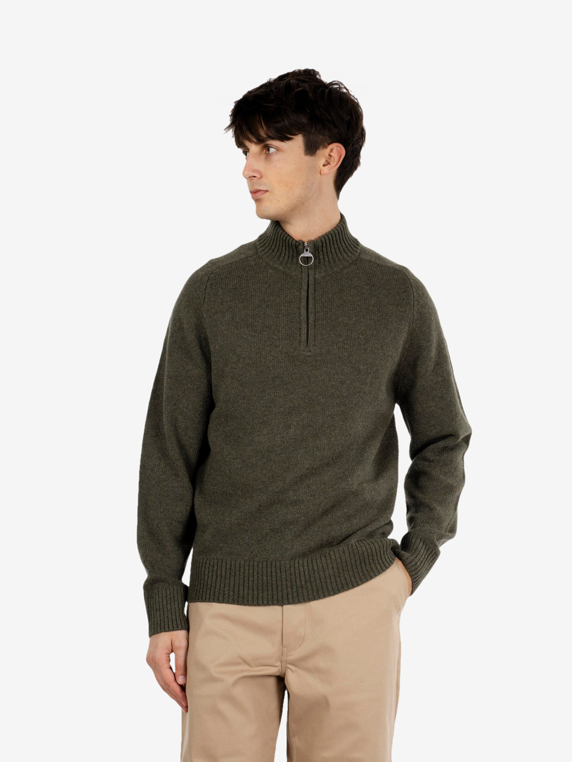 Maglione a mezza zip Newtown verde oliva medio
