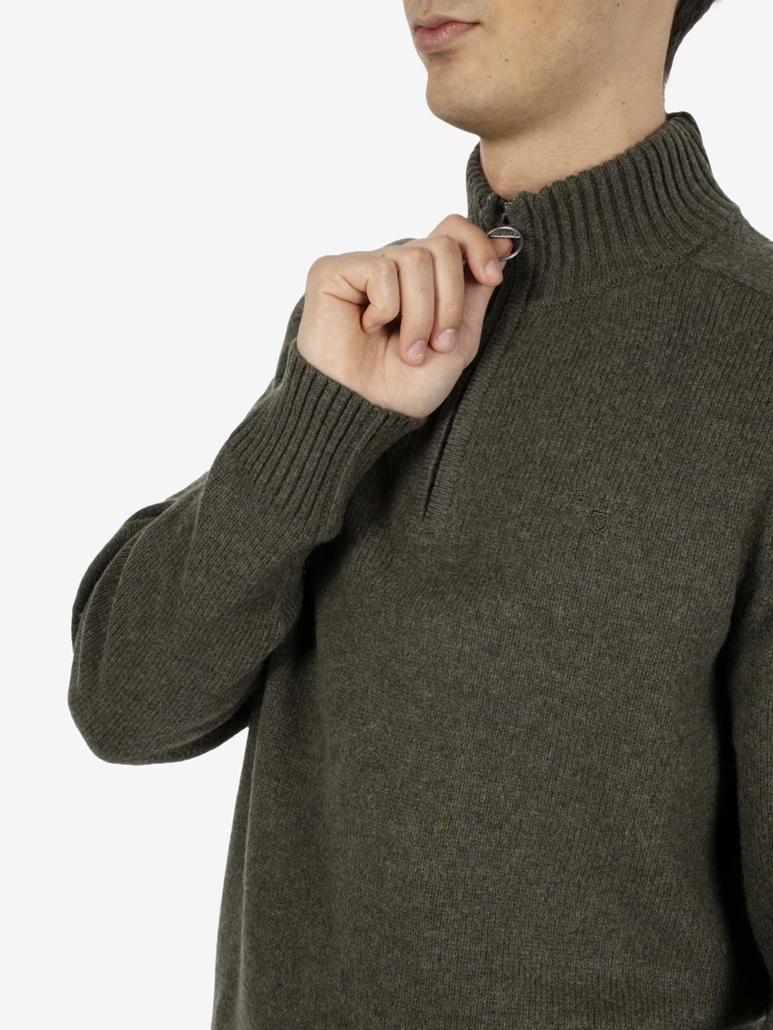 Maglione a mezza zip Newtown verde oliva medio