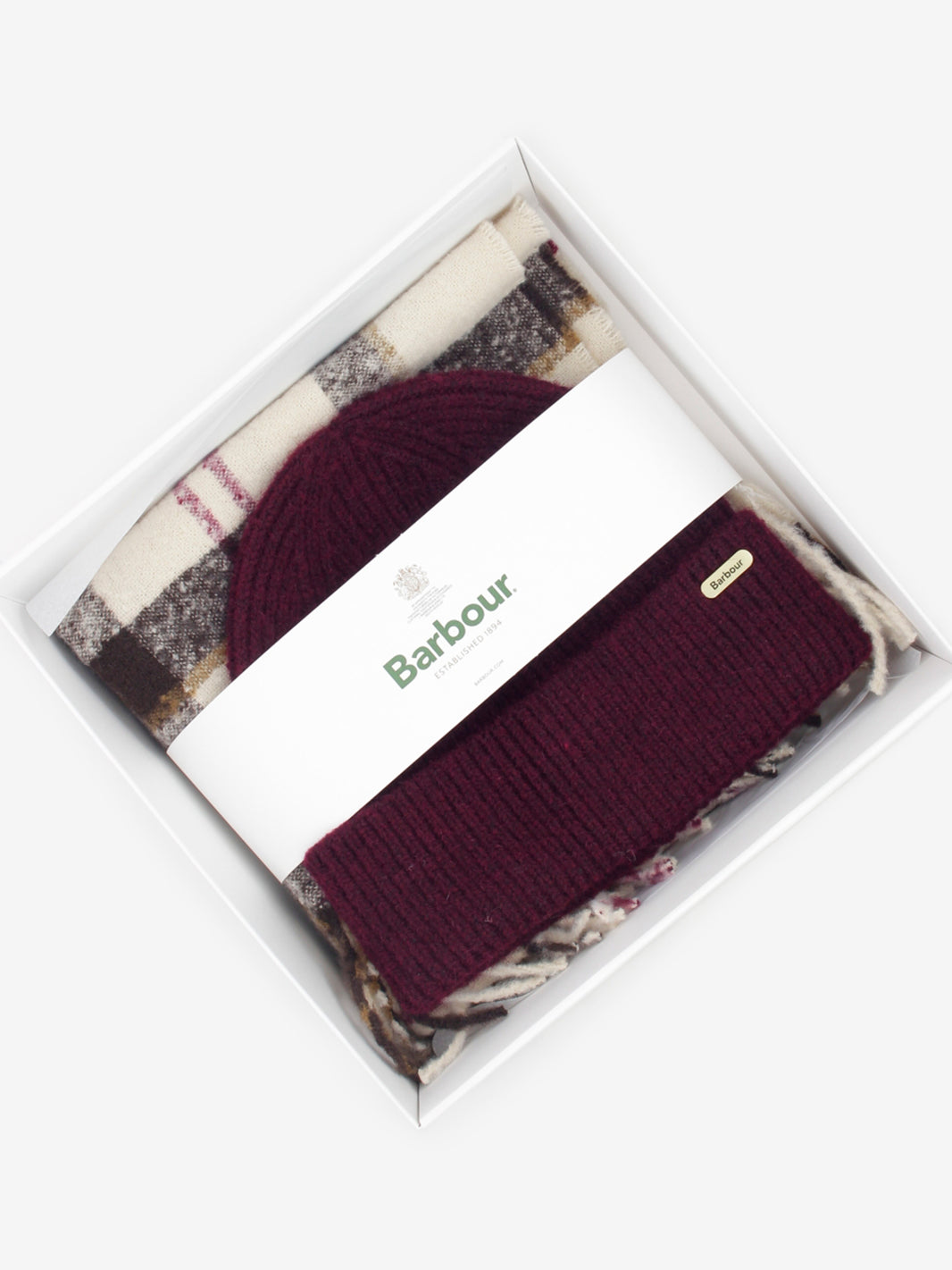 Olivia Beanie & Scarf gift set light muted tartan