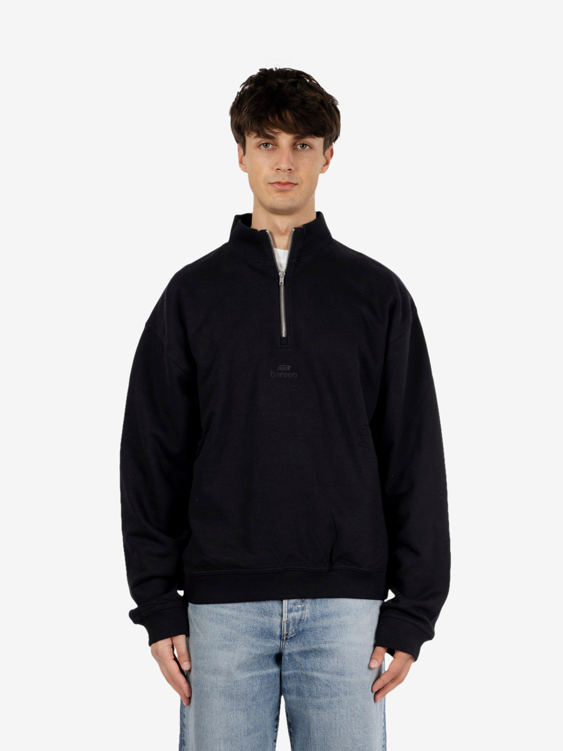 Cropped half zip black