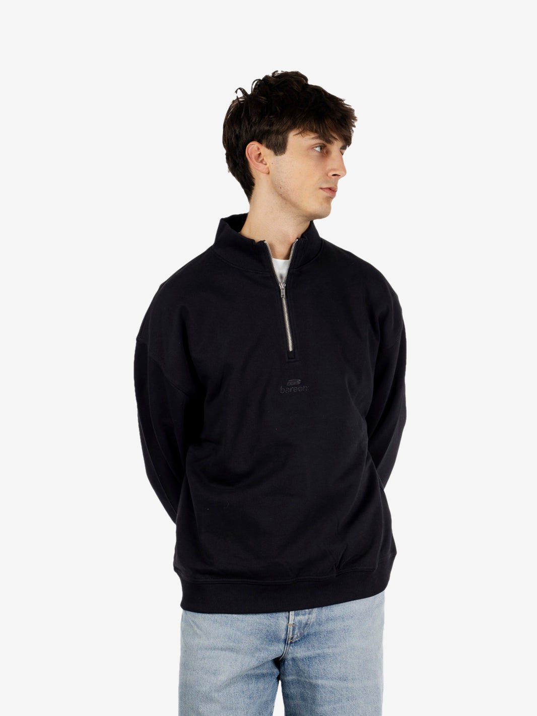 Cropped black half-zip