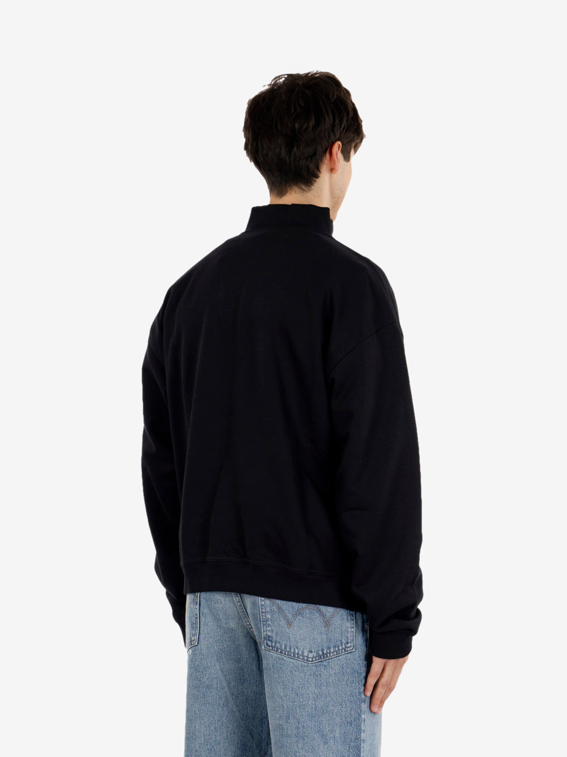 Cropped half zip black