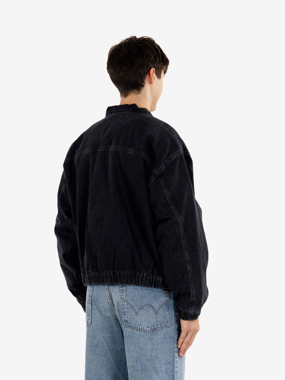Giacca da lavoro in denim nero slavato