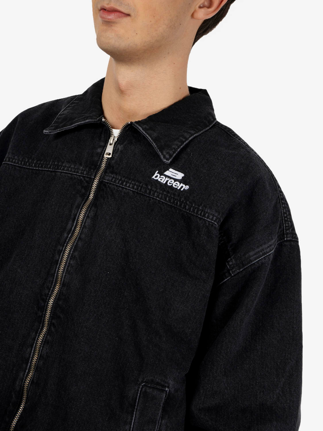 Giacca da lavoro in denim nero slavato