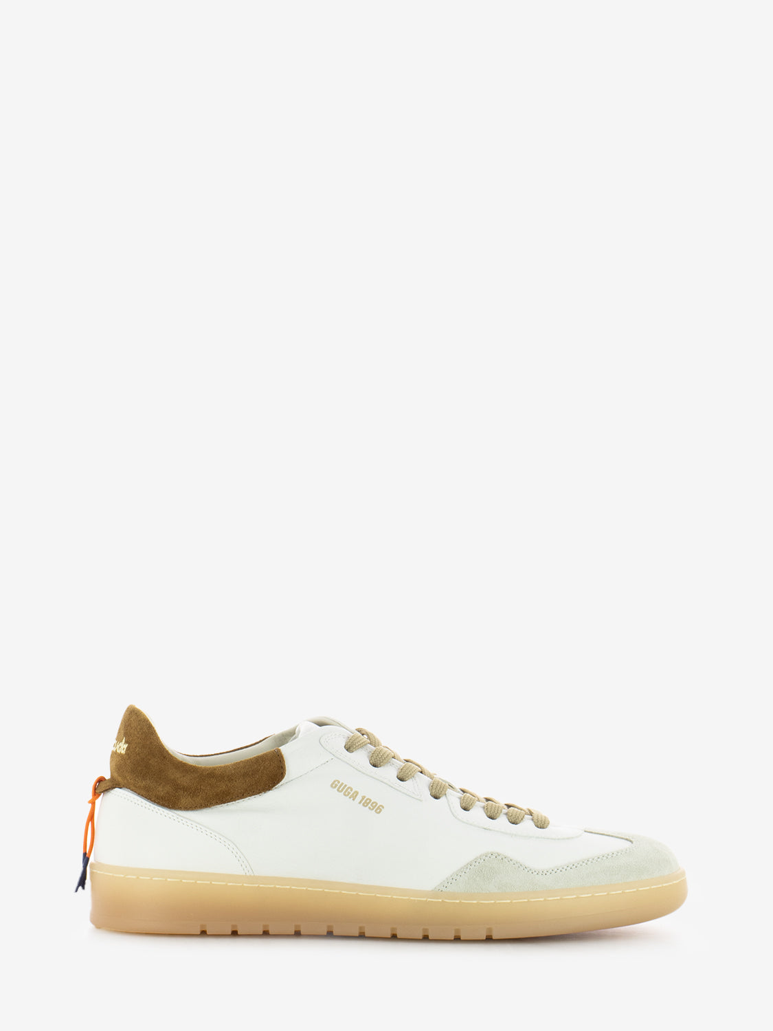 Sneakers in pelle e camoscio marmo / camelia