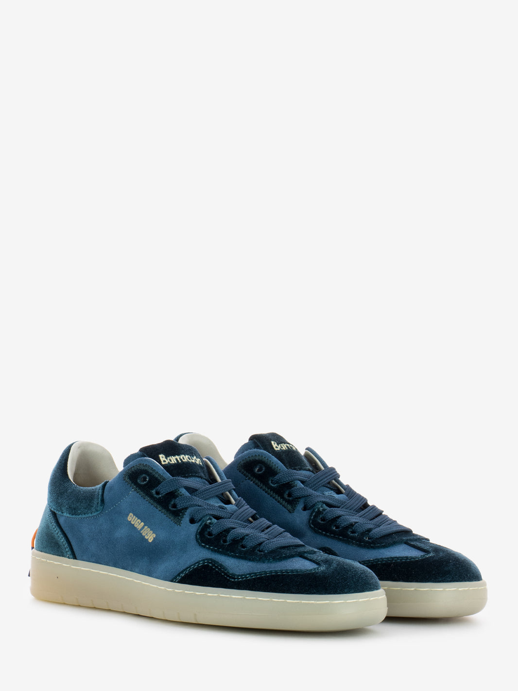 Sneakers in suede e velluto petrolio / galassia