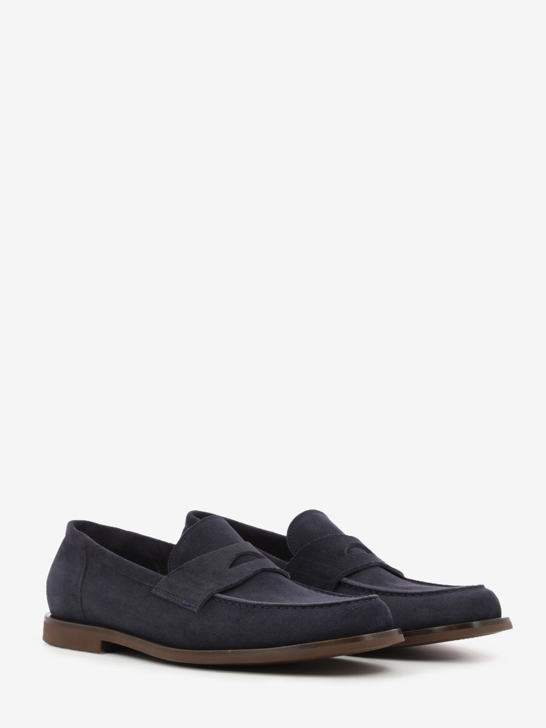 Blue suede college loafers