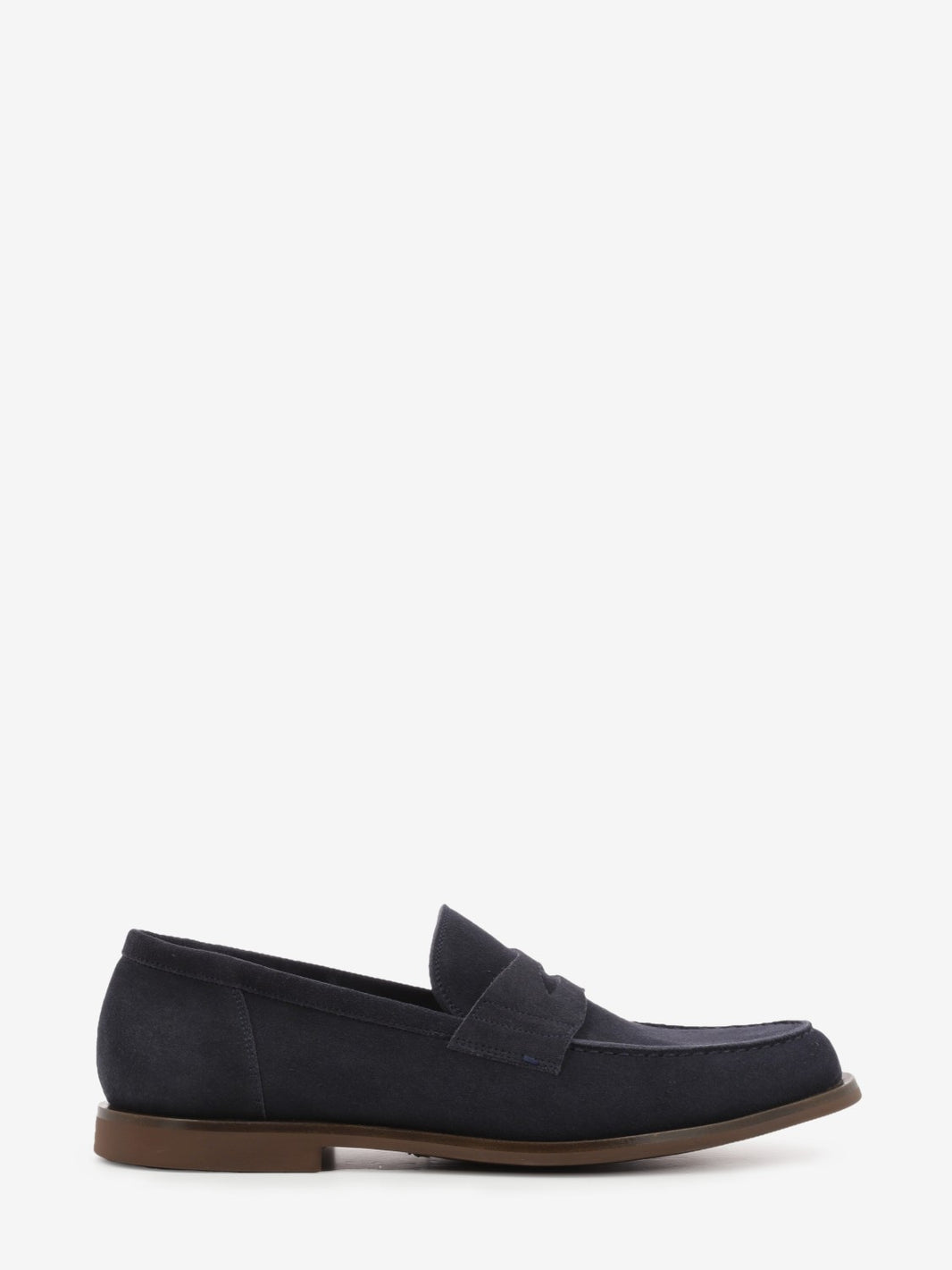 Blue suede college loafers