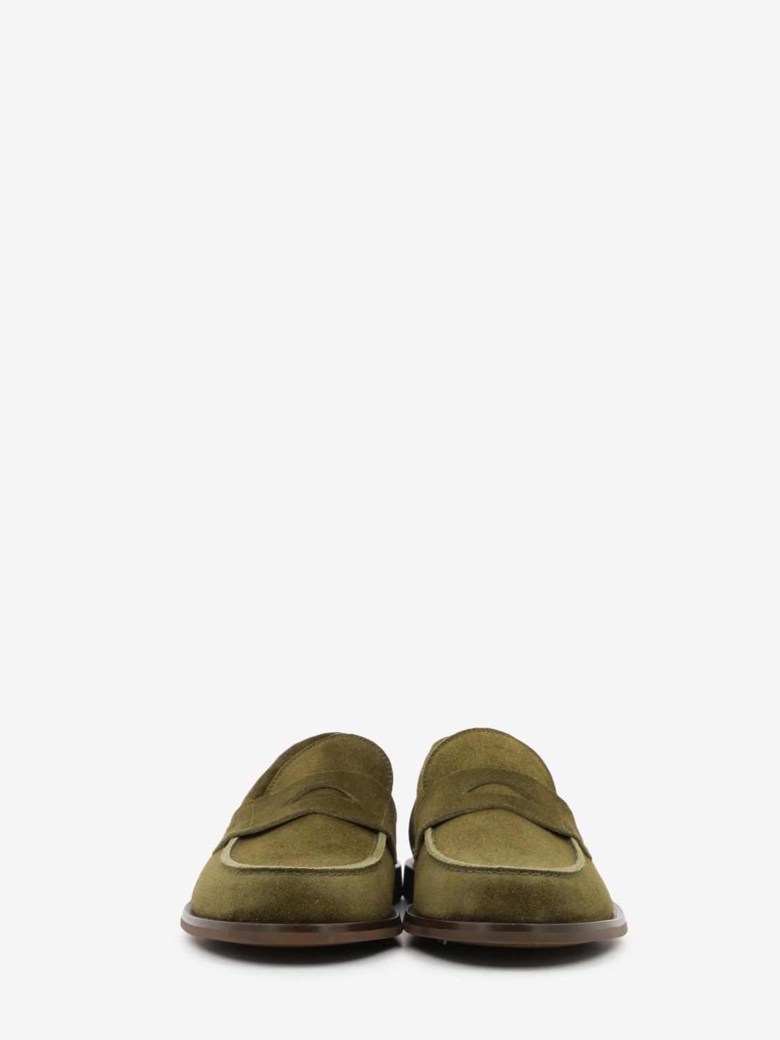Olive suede college loafers