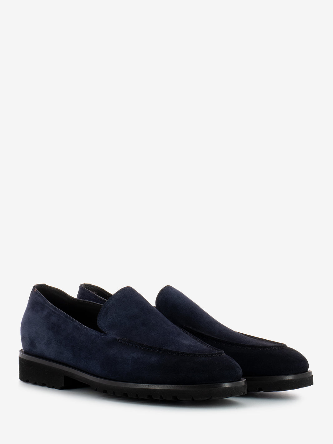 Blue suede stitched loafers
