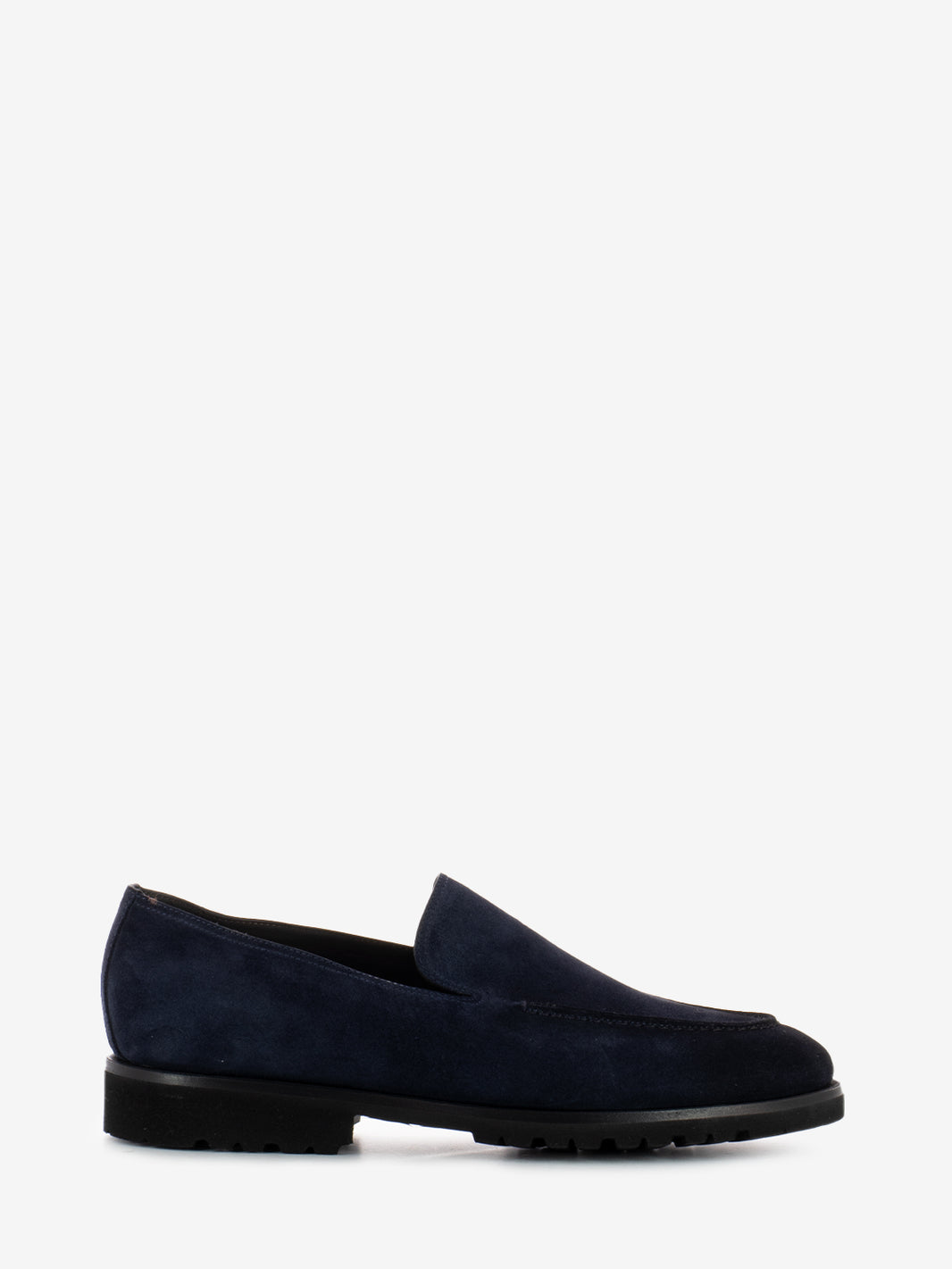 Blue suede stitched loafers