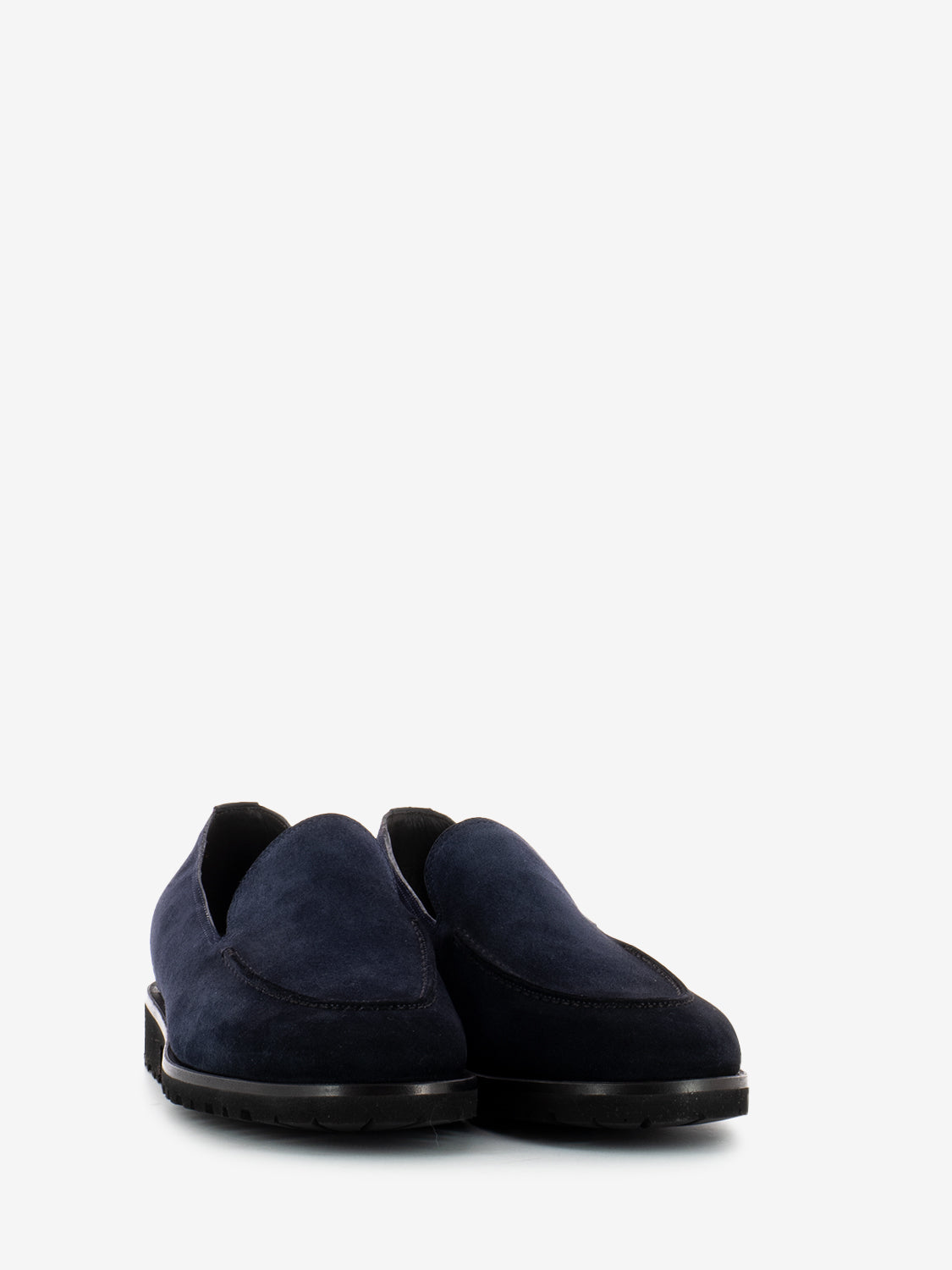Blue suede stitched loafers