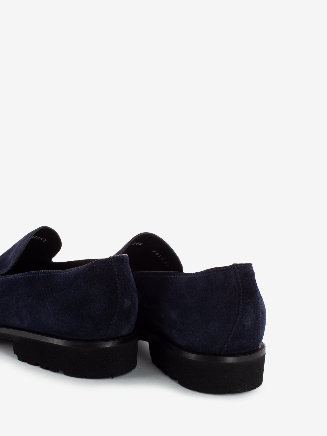 Blue suede stitched loafers
