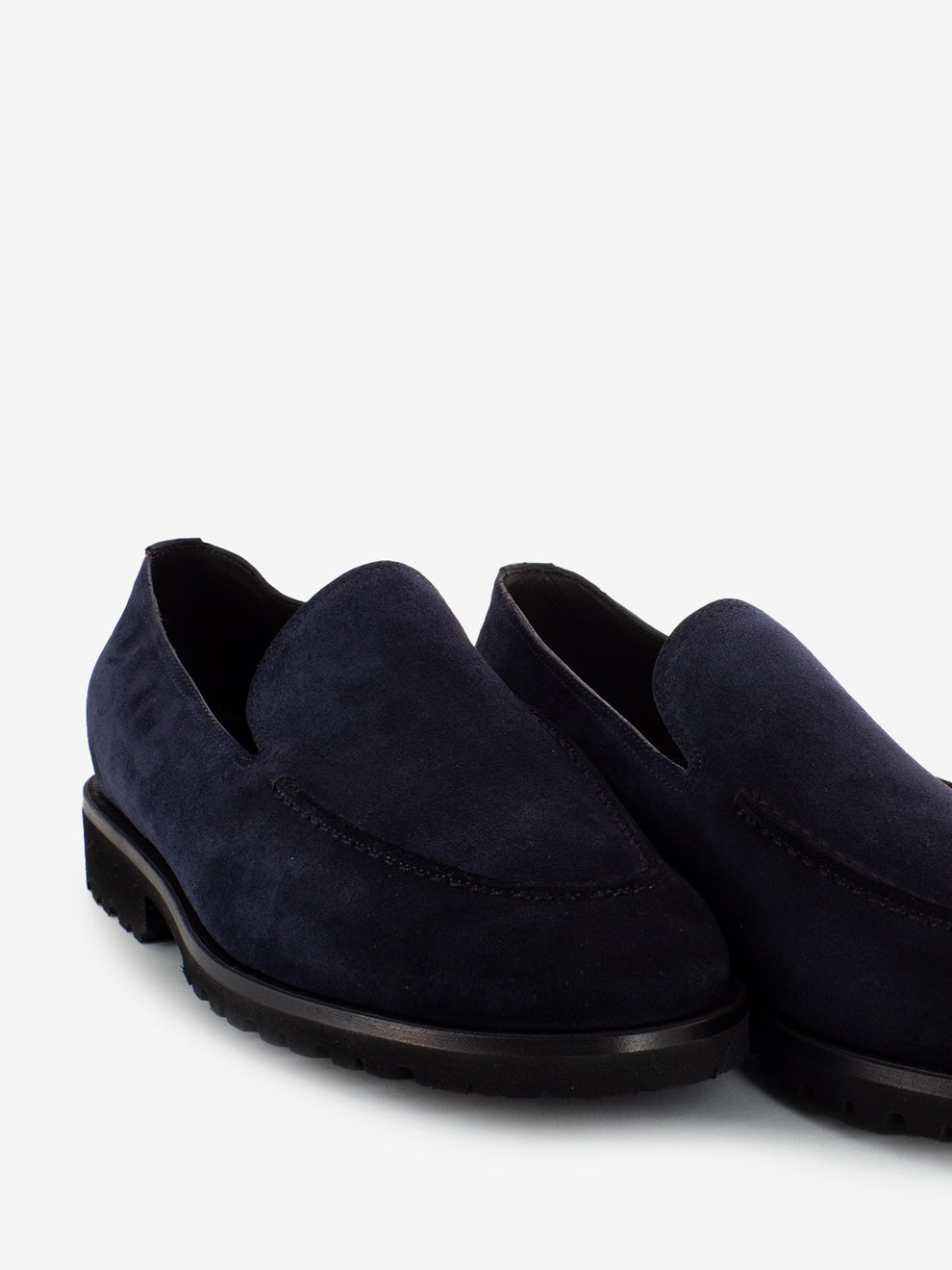 Blue suede stitched loafers