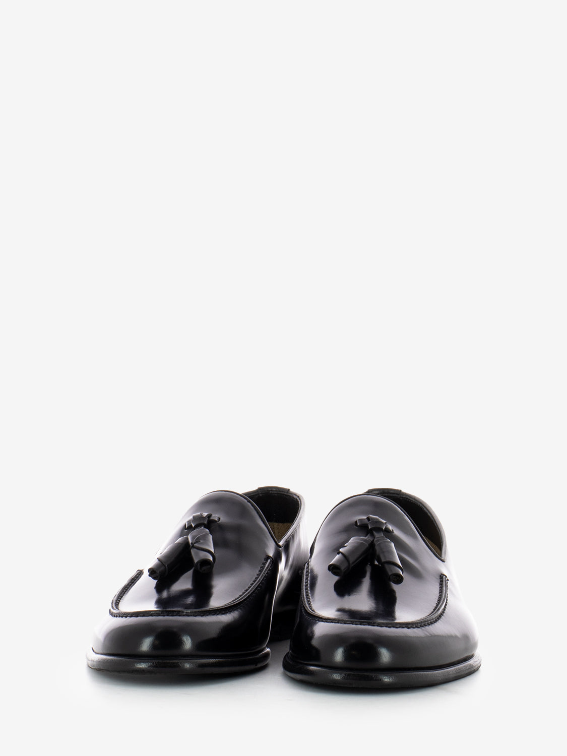 Brushed leather loafers with tassels black