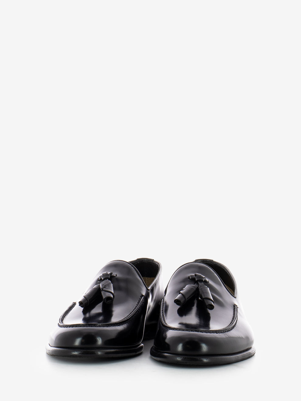 Brushed leather loafers with tassels black
