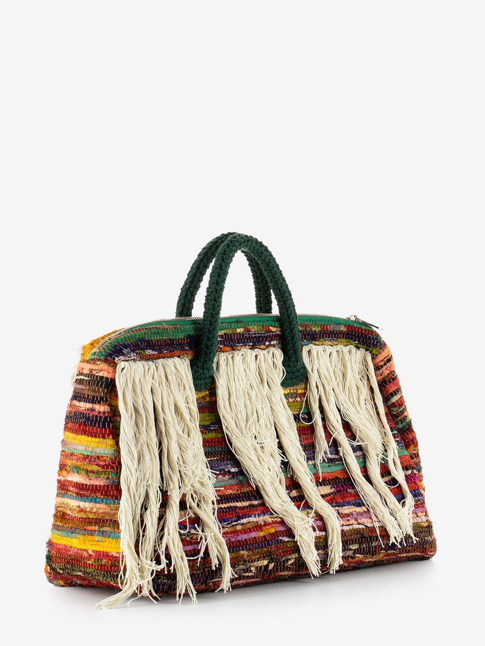 Shopper con frange multicolor