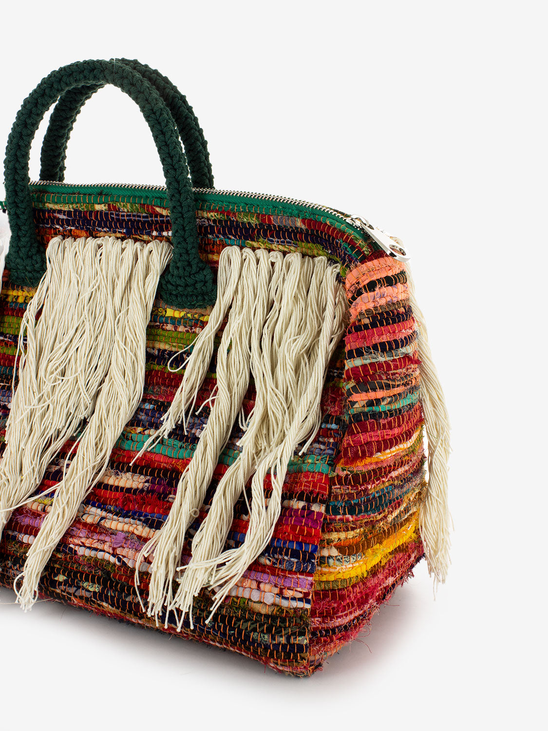 Shopper con frange multicolor